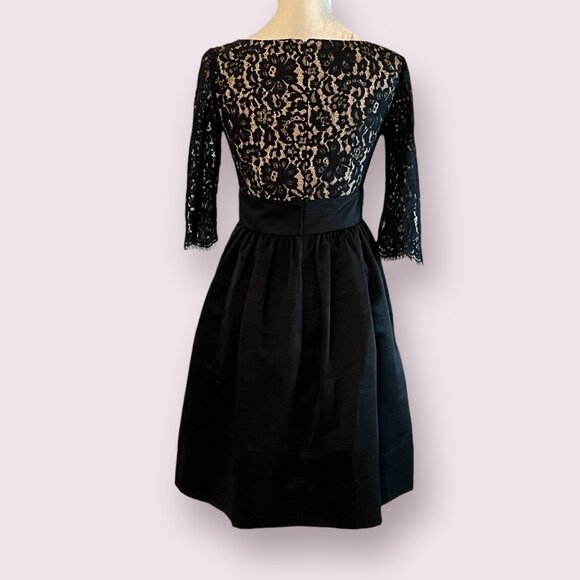 Eliza J Black Lace Bodice Fit&Flare Dress Size 4 Cocktail Formal Party Pockets - Picture 2 of 12